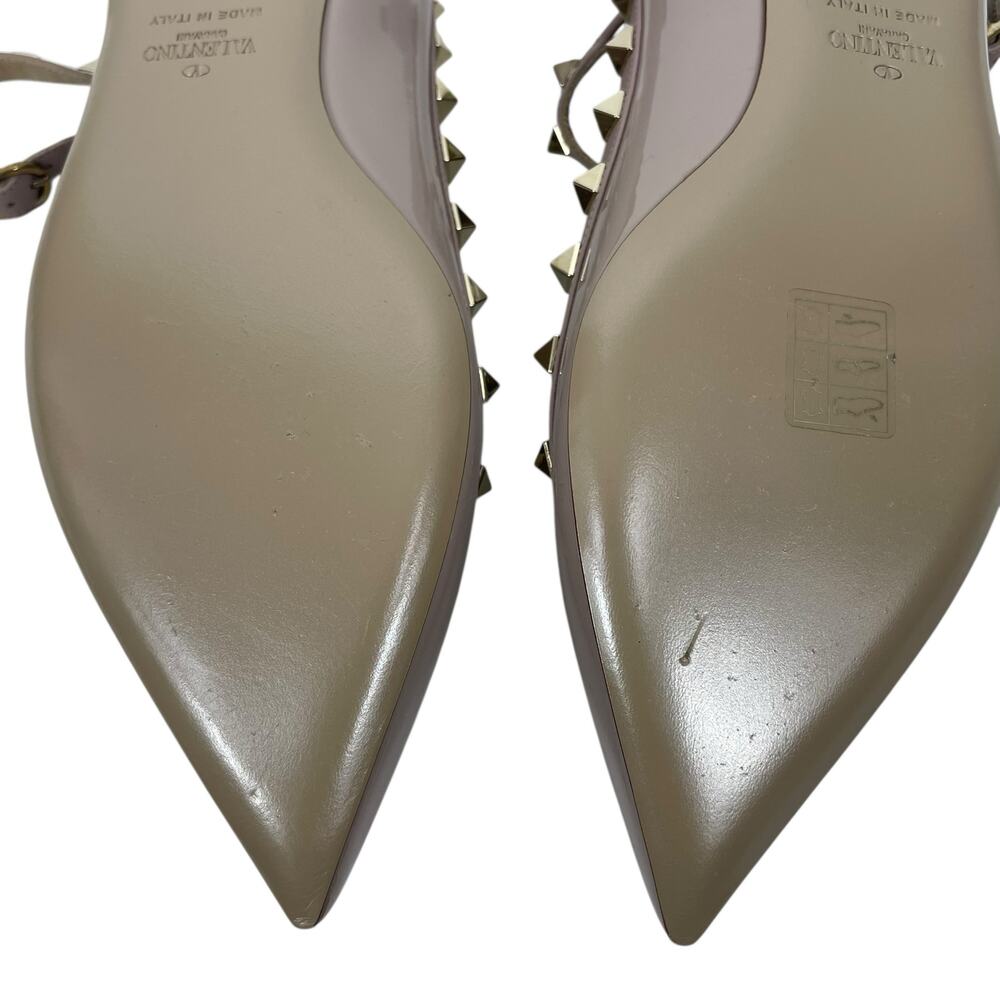Valentino Garavani Rockstud Caged Patent Leather Flats Pink Size 38.5 - Picture 10 of 14